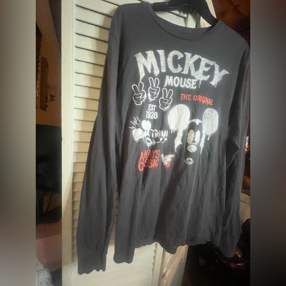 DISNEY Mickey Mouse Rock out Classic Rock Black Long Sleeve Tee - Picture 5 of 7